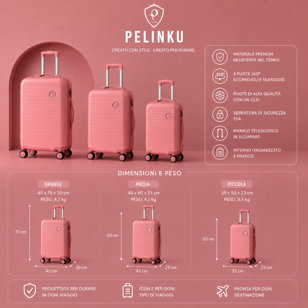 Set Valigie PELINKU – Design Premium 3 Pezzi