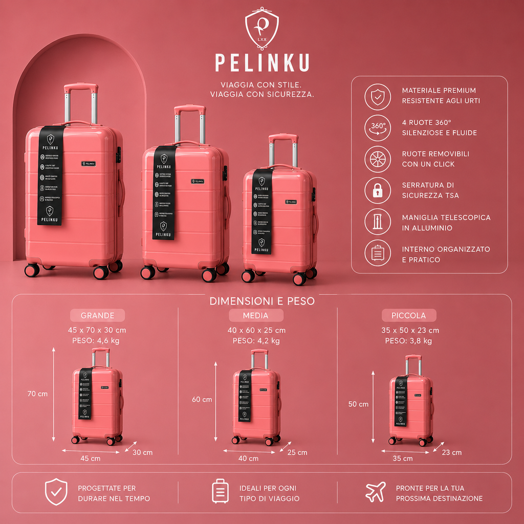 Set Valigie PELINKU – Design Premium 3 Pezzi