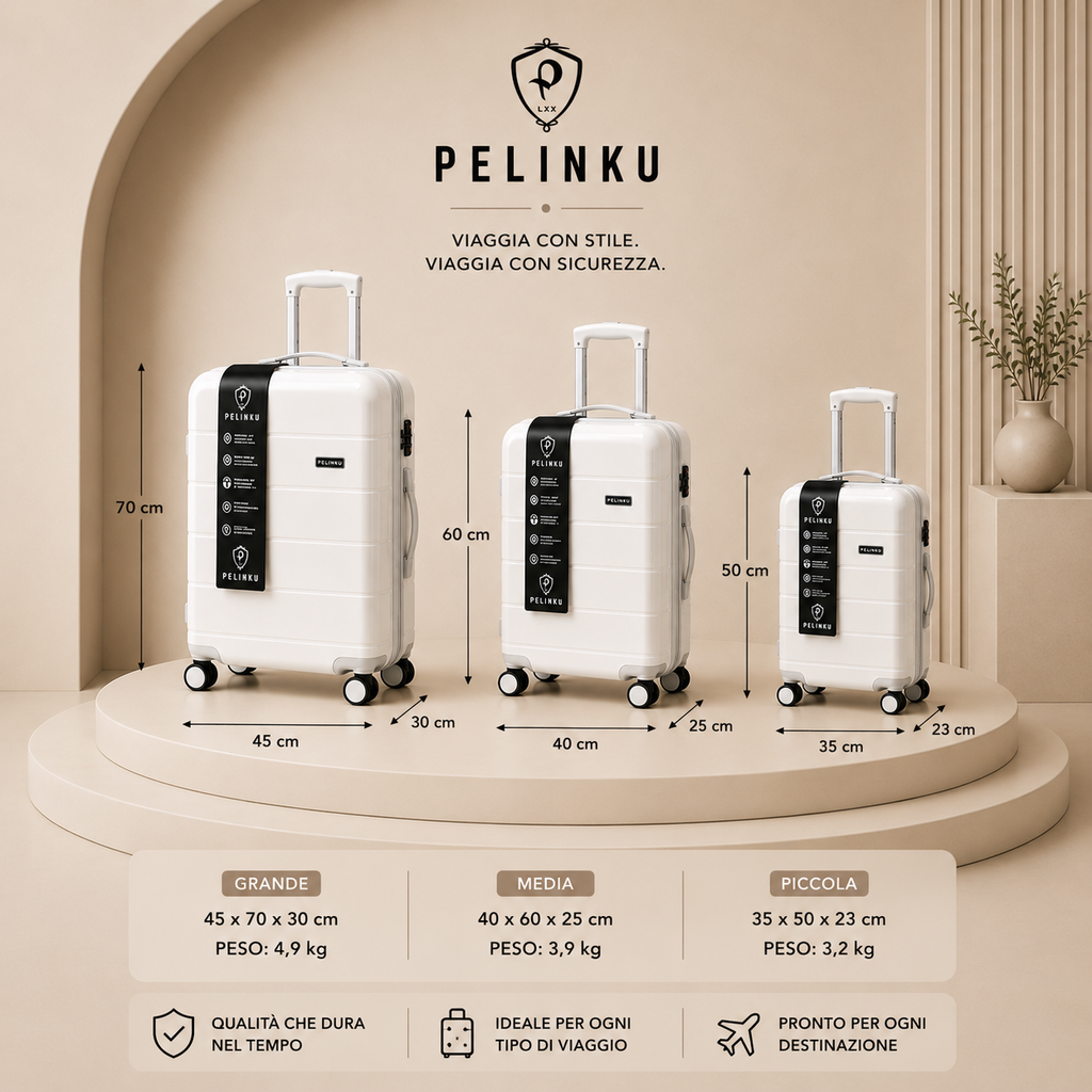 Set Valigie PELINKU – Design Premium 3 Pezzi
