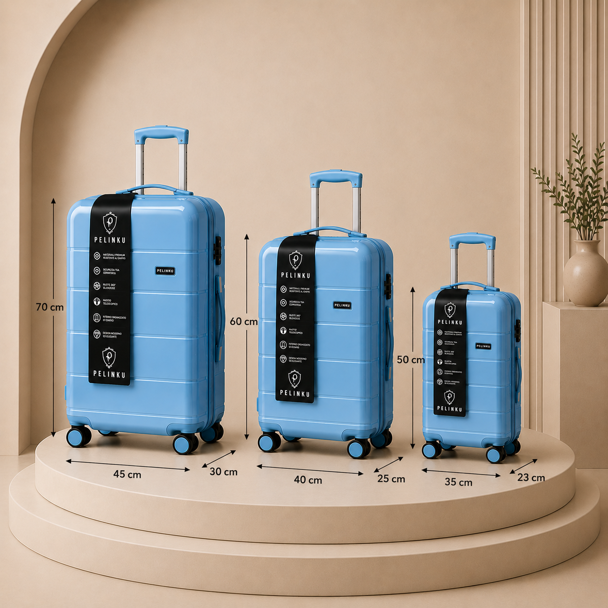 Set Valigie PELINKU – Design Premium 3 Pezzi