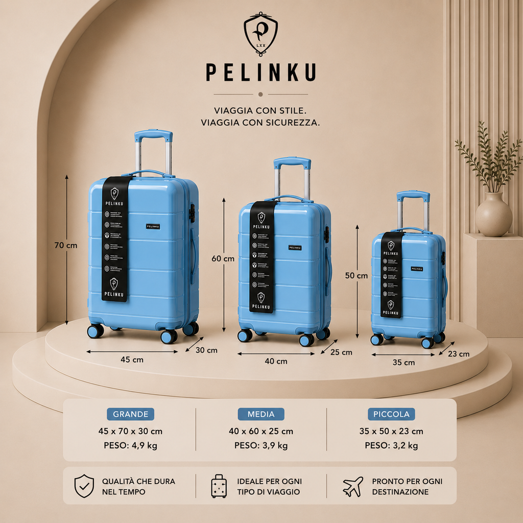 Set Valigie PELINKU – Design Premium 3 Pezzi