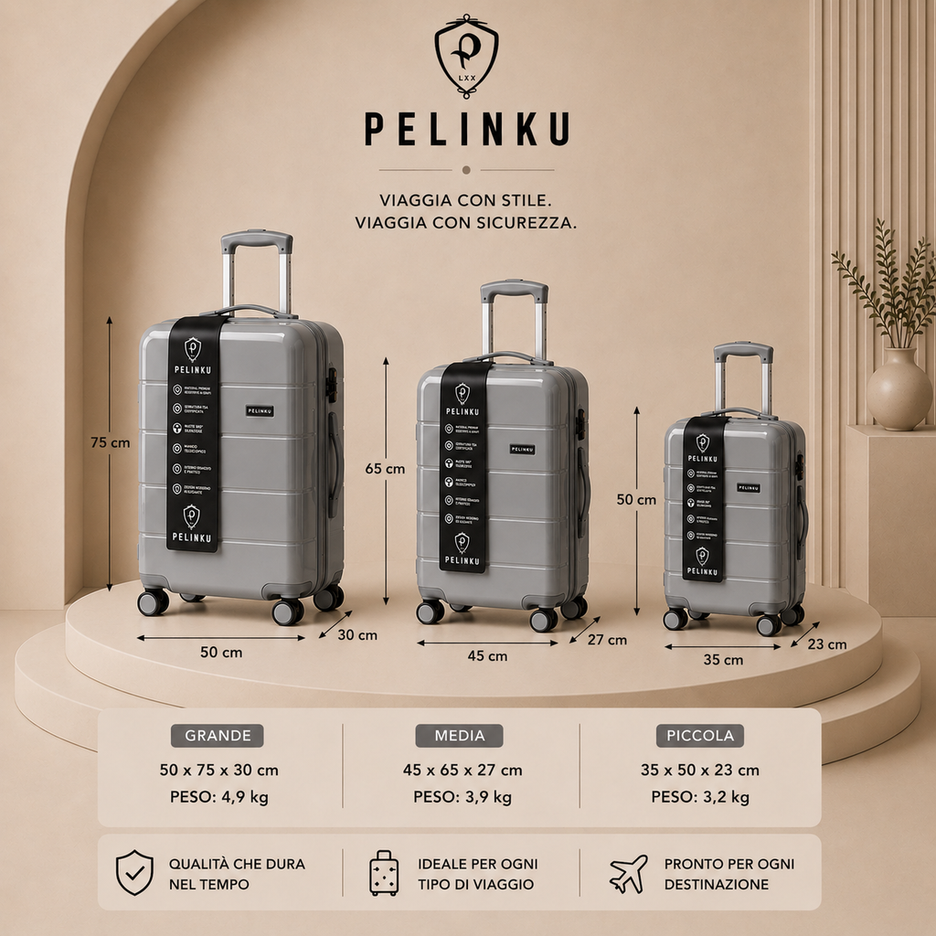 Set Valigie PELINKU – Design Premium 3 Pezzi