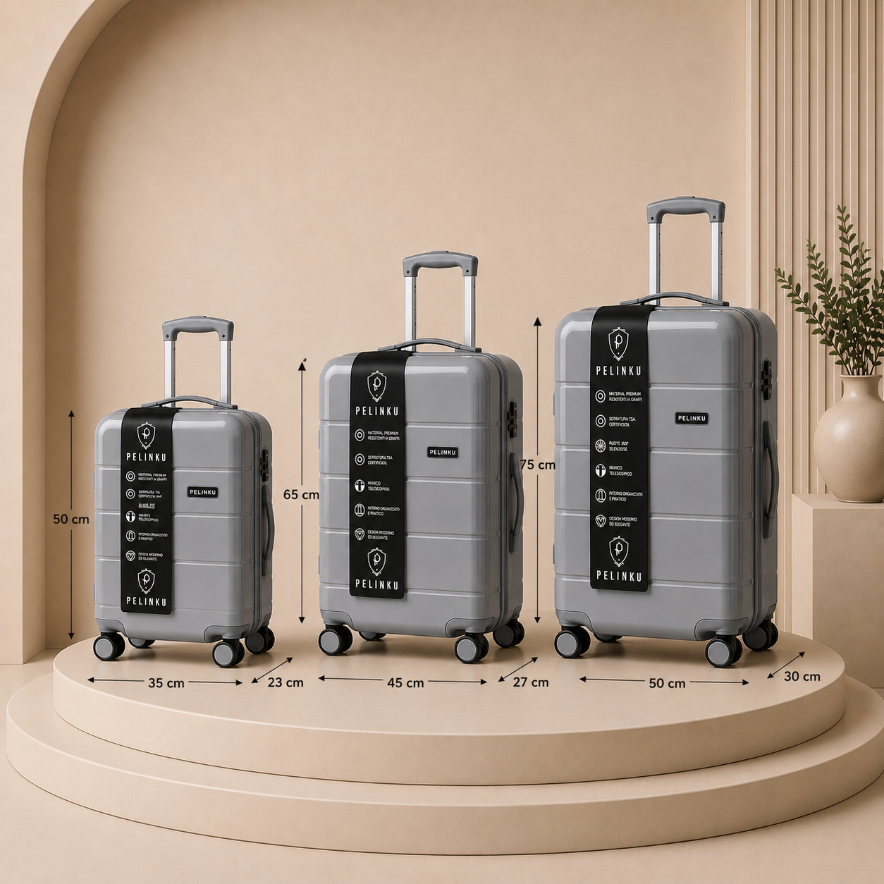 Set Valigie PELINKU – Design Premium 3 Pezzi