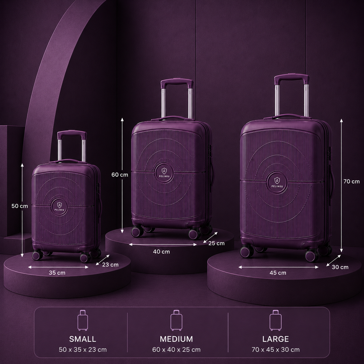 Set Valigie PELINKU – Design Premium 3 Pezzi